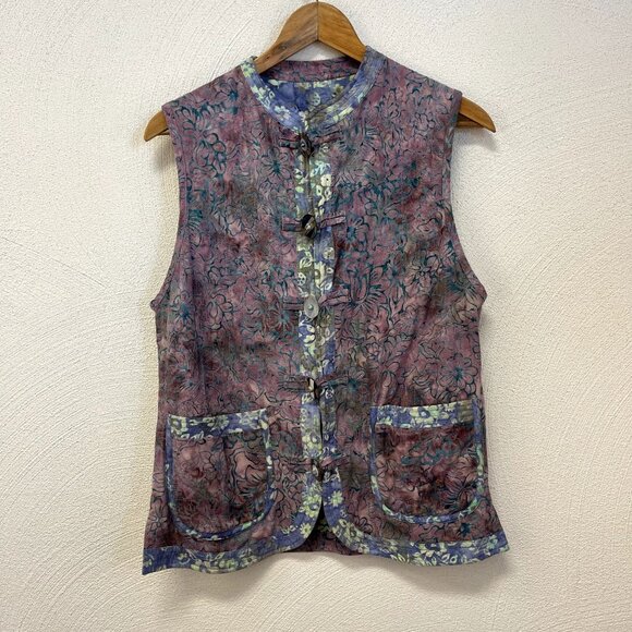 Vintage Norm Thompson Reversible Quilt Floral Vest sz Small - Picture 3 of 6